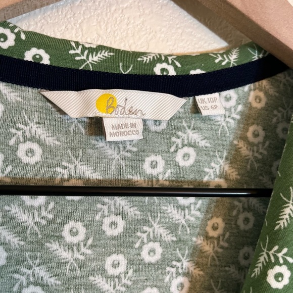 Boden Dress - Women’s 6P Green White - Pockets Jersey V-Neck Floral Faux Wrap - Picture 7 of 11